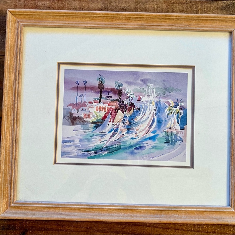 Kenneth Potter print.  “China Cove”. Framed. 15 x 12”